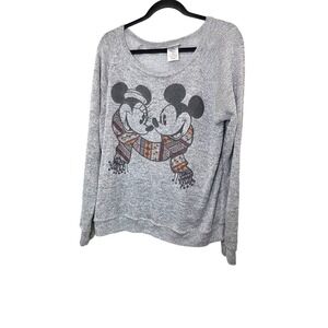 Disney Parks Mickey & Minnie Gray Grunge Street wear Holiday Sweater XL